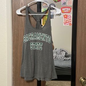 Champion Gray Sacramento State Racerback Tank with Green Trim